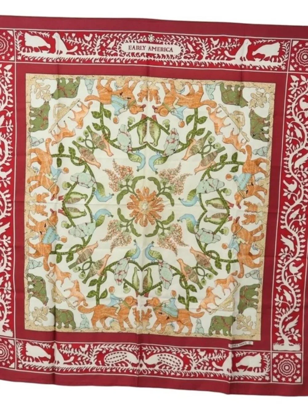 HERMES Carre 90 Scarf Silk Red Auth mr2616